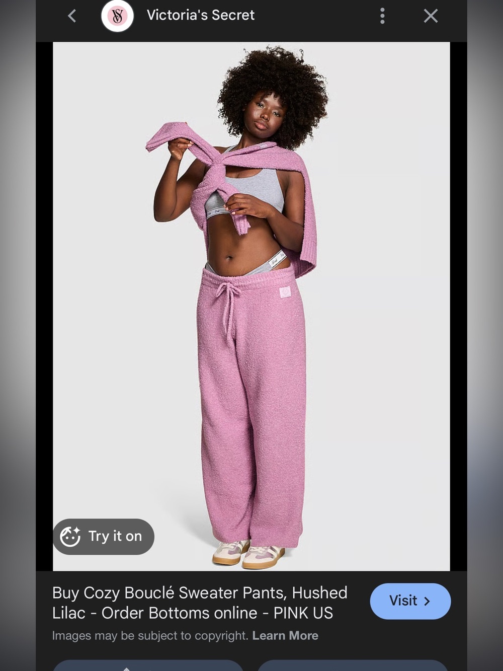 Pink by Victoria’s Secret Cozy Wide-Leg Lounge Pants - Dusty Mauve